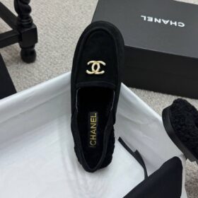 CC Slingback-Loafer aus Wildleder-Kalbsleder Schwarz