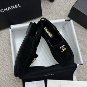 CC Slingback-Loafer aus Wildleder-Kalbsleder Schwarz