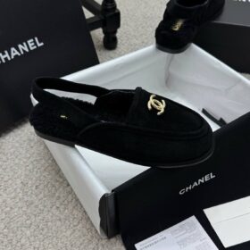CC Slingback-Loafer aus Wildleder-Kalbsleder Schwarz