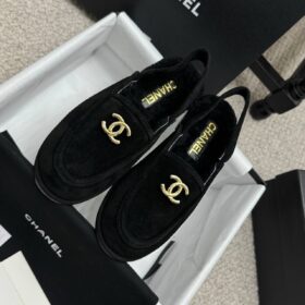 CC Slingback-Loafer aus Wildleder-Kalbsleder Schwarz