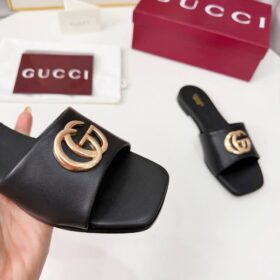 Slide Sandal Double G Schwarz / Gold