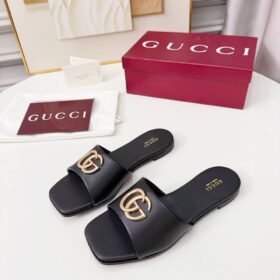 Slide Sandal Double G Schwarz / Gold