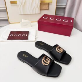 Slide Sandal Double G Schwarz / Gold