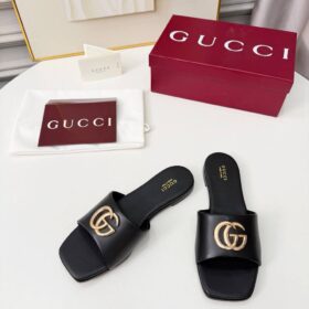 Slide Sandal Double G Schwarz / Gold