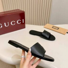 Slide Sandal Double G Schwarz / Embossed logo