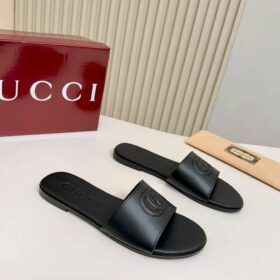 Slide Sandal Double G Schwarz / Embossed logo
