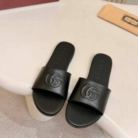 Slide Sandal Double G Schwarz / Embossed logo