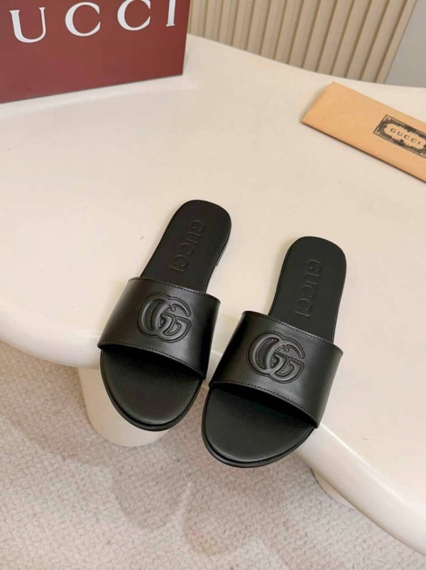 Slide Sandal Double G Schwarz / Embossed logo
