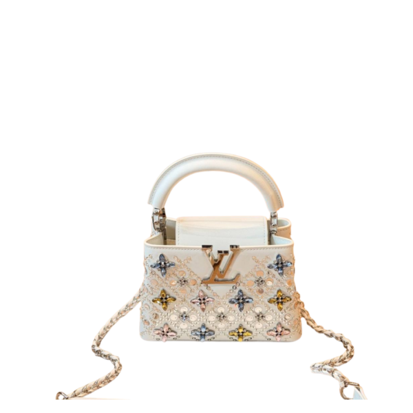 Capucines Mini Perlen und Kristalle Weiß 20cm