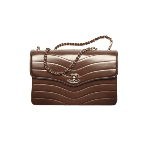 Flap Patinated Lambskin Dunkelbraun/Gold 25,5 cm