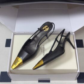 Jeanne Cassandre Slingback Pumps Schwarz/Gold 7.5 cm