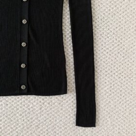 Schwarze Feinstrick-Cardigan