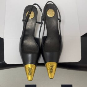 Jeanne Cassandre Slingback Pumps Schwarz/Gold 7.5 cm