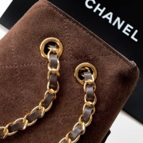 Maxi Flap Bag Metall in Goldoptik Dunkelbraun 39 cm