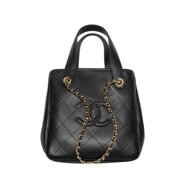 Mini-Tasche goldfarbenes Metall Schwarz 20.5 cm