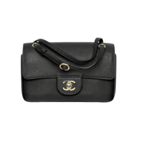 Mini Flap Bag Schwarz 20cm