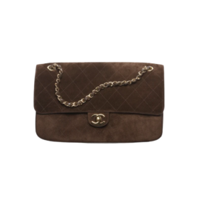 Maxi Flap Bag Metall in Goldoptik Dunkelbraun 39 cm