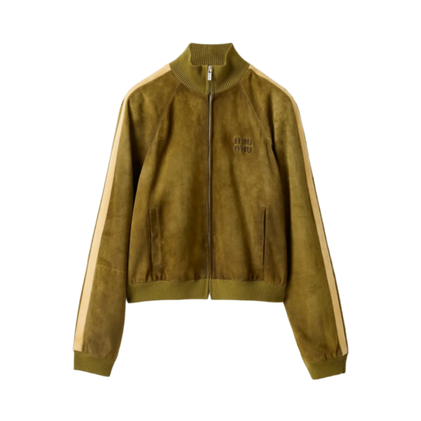 Gewachste Wildlederjacke Grün