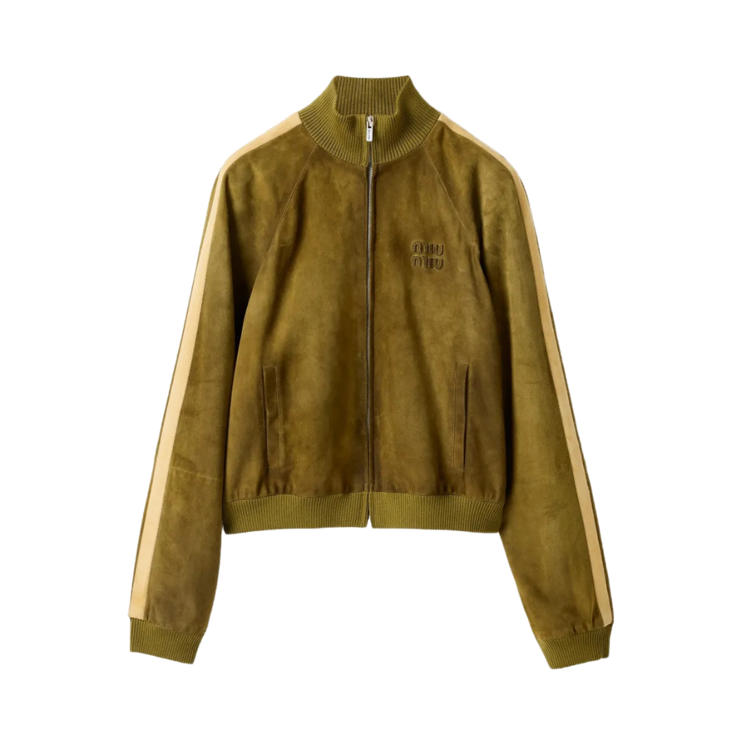 Gewachste Wildlederjacke Grün