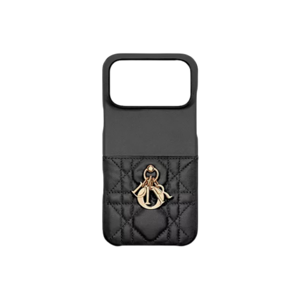 Lady Dior iPhone-Hülle Schwarz/Gold