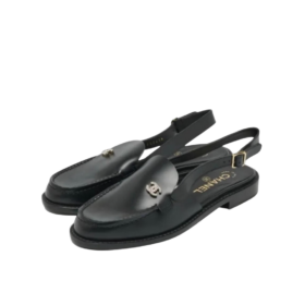 Slingback-Loafer in mattem Schwarz