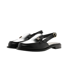Slingback-Loafer in glänzendem Schwarz