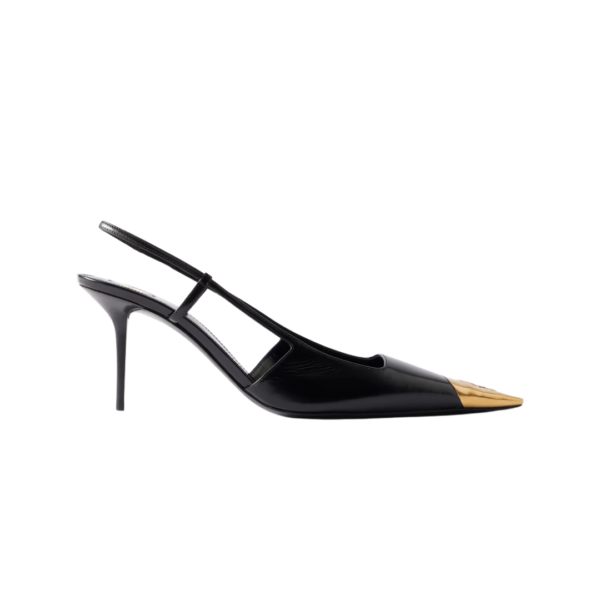 Jeanne Cassandre Slingback Pumps Schwarz/Gold 7.5 cm