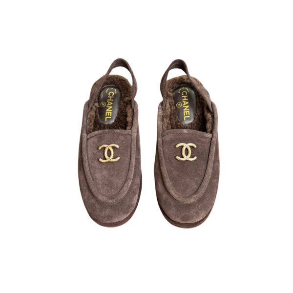 CC Slingback-Loafer aus Wildleder-Kalbsleder Dunkelbraun