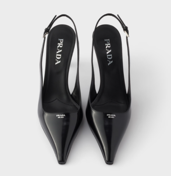 Slingback-Pumps aus gebürstetem Leder Schwarz 75 mm