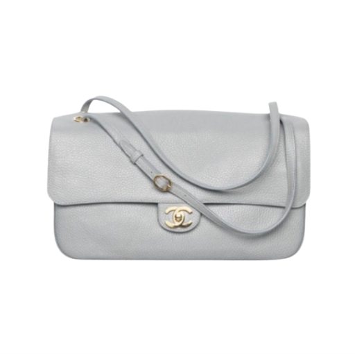 Maxi Flap Bag Grau/Gold 38.5 cm