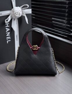 Shopping Tasche Calfskin Schwarz 23 cm