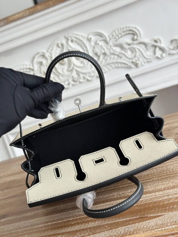 Birkin Epsom Weiß/Schwarz Palladium 35 cm