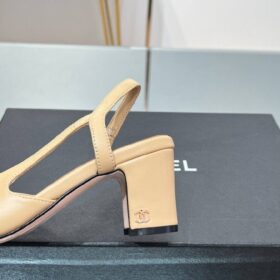 Ziegenleder & Grosgrain Beige & Schwarz 6,5 cm Absatzhöhe