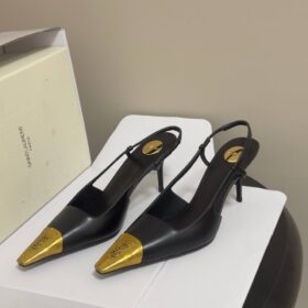 Jeanne Cassandre Slingback Pumps Schwarz/Gold 7.5 cm