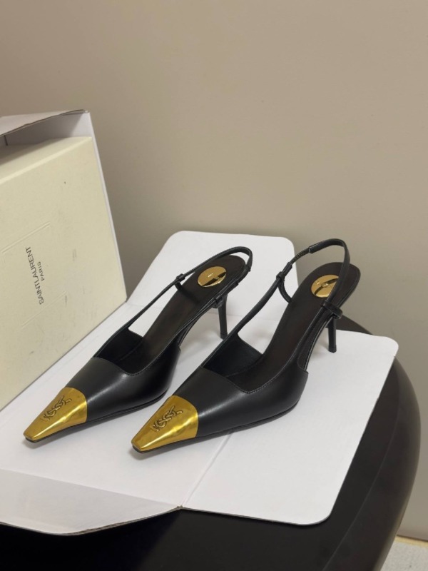 Jeanne Cassandre Slingback Pumps Schwarz/Gold 7.5 cm