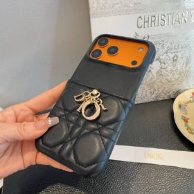 Lady Dior iPhone-Hülle Schwarz/Gold