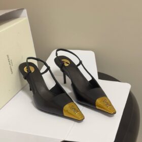 Jeanne Cassandre Slingback Pumps Schwarz/Gold 7.5 cm