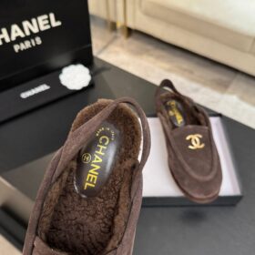 CC Slingback-Loafer aus Wildleder-Kalbsleder Dunkelbraun