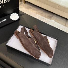 CC Slingback-Loafer aus Wildleder-Kalbsleder Dunkelbraun