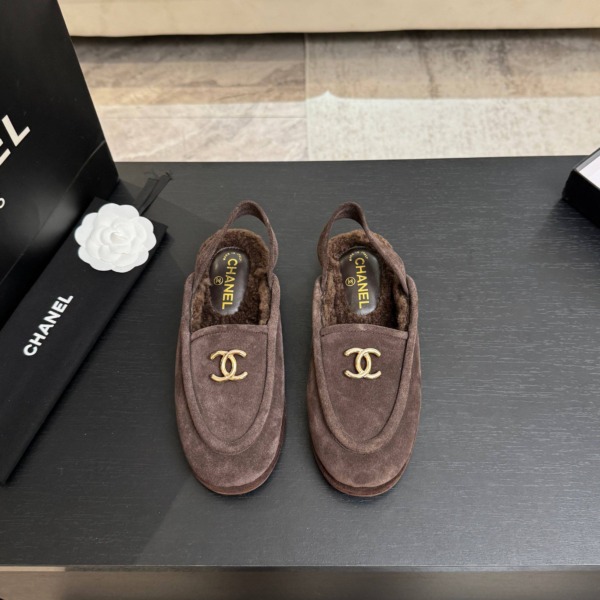 CC Slingback-Loafer aus Wildleder-Kalbsleder Dunkelbraun