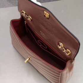 Flap Patinated Lambskin Dunkelbraun/Gold 25,5 cm