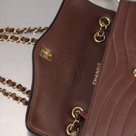Flap Patinated Lambskin Dunkelbraun/Gold 25,5 cm