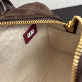Clutch Suede Dunkelbraun/Gold 21 cm