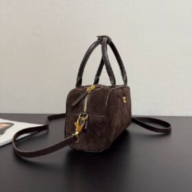 Clutch Suede Dunkelbraun/Gold 21 cm