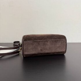 Clutch Suede Dunkelbraun/Gold 21 cm