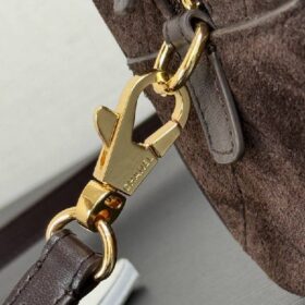 Clutch Suede Dunkelbraun/Gold 21 cm