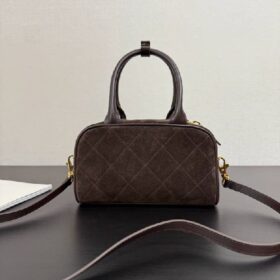 Clutch Suede Dunkelbraun/Gold 21 cm
