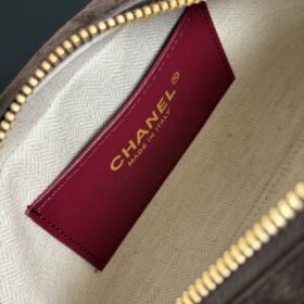 Clutch Suede Dunkelbraun/Gold 21 cm