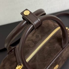 Clutch Suede Dunkelbraun/Gold 21 cm