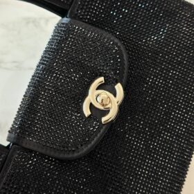 Mini Einkaufstasche Strass Schwarz/Gold 19 cm